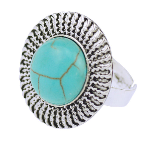 2015 Hot  Pop  Tibetan silver Vintage Turquoise Adjustable  Rings