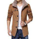 2015 New Arrival Trench Coat Men Casual Slim Fit Jacket Autumn Winter Fur Collar Windbreaker Jackets and Coats Men Plus Size 4XL