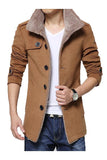 2015 New Arrival Trench Coat Men Casual Slim Fit Jacket Autumn Winter Fur Collar Windbreaker Jackets and Coats Men Plus Size 4XL