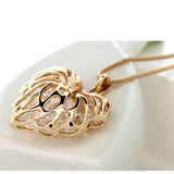 2016  Vintage Built Sparkling Golden Hollow Zircon Love Leaves Sweater Chain Necklace Fashion Necklace