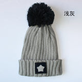 2016 Autumn Winter Female Hats Hot Selling Five - pointed Star Label Design Knitting Ball Wool Cap Hat Casual Cap For Women